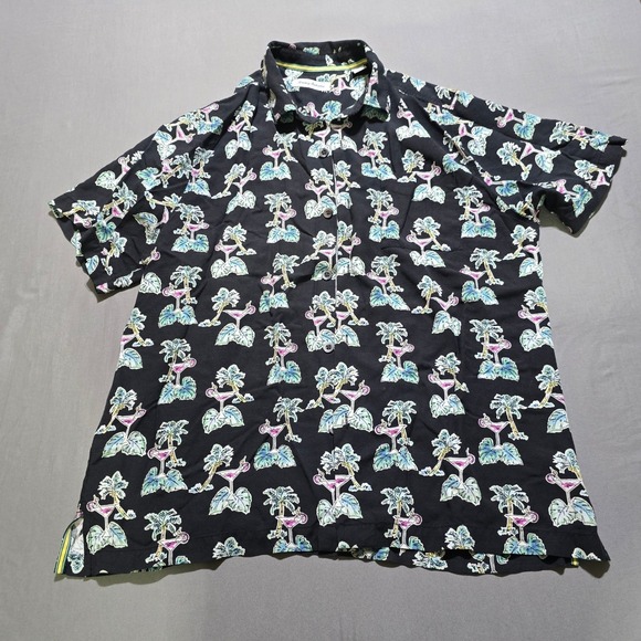 Tommy Bahama Other - Tommy Bahama Men's Black Cocktail Palm Tree Short Sleeve Button Up Shirt Large